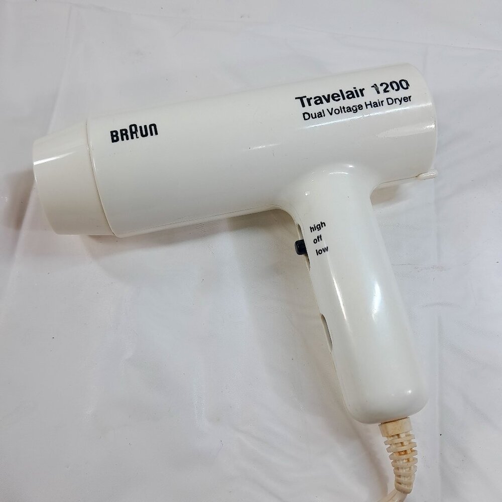 Vintage Braun Travelair 1200‎ Travel Hair Dryer Dual voltage hairdryer WORKS